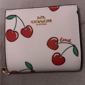 Coach Cherry Print White and Red Wallet